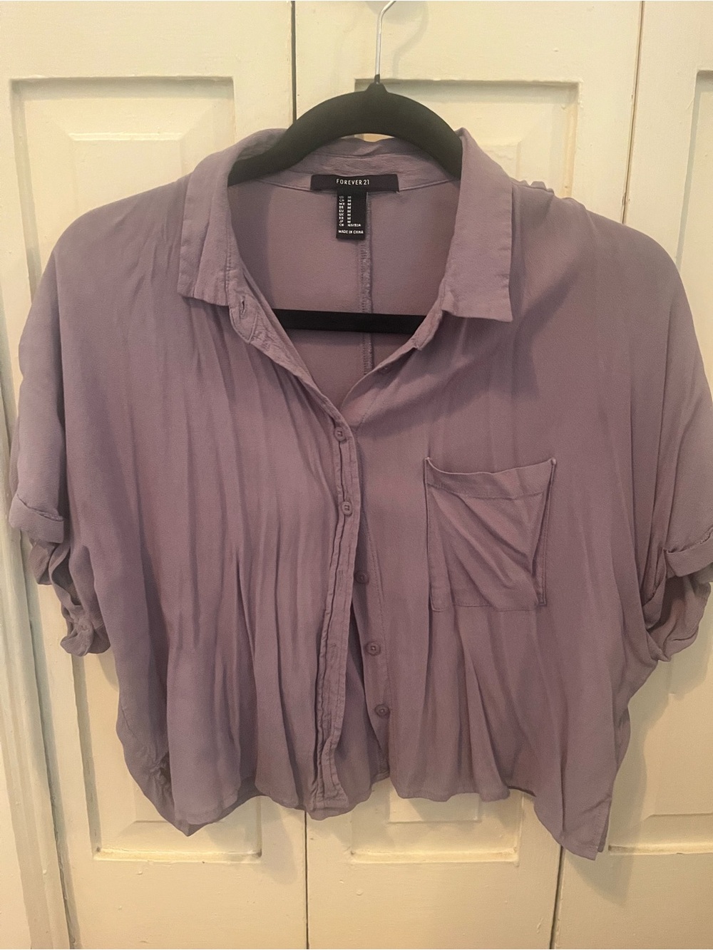 Forever 21 Lavender Button-Front Relaxed Shirt